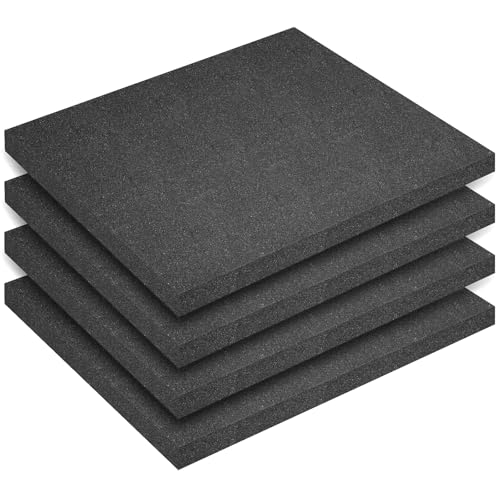 Polyurethane Foam Inserts 4 PCS 16 x 12 x 0.5 Inch Black Cuttable Packing Foam Sheets for Tool Box Camera Crafts and Storage