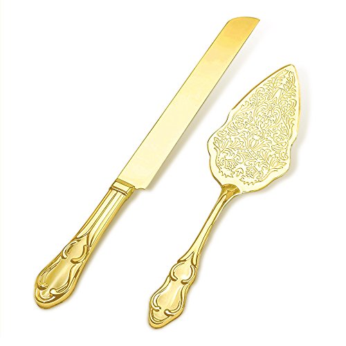 Strova Gold Wedding Cake Cutting Set - Vintage Cake Knife and Server