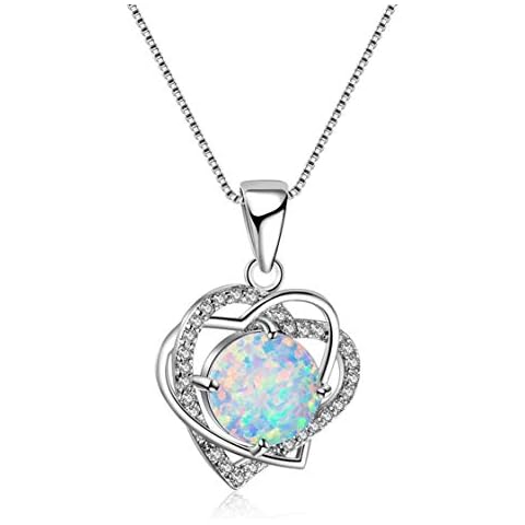 Idiytip 925 Sterling Silver Pendant Necklace Fashion Hollow Cross Love Heart Heart Of The Ocean Gem Clavicle Chain for Women,white Cover