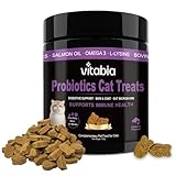 Probiotics for Cats with Lysine, Omega 3 Fish Oil & Vitamins | Cat Treats for Itchy Skin, Allergies and Flea Treatment | Digestive Health & Immune Support | Cat Food Supplements (80 Count)