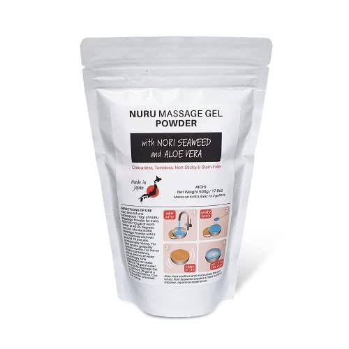 Nuru Gel de masaje en polvo de 500 g resellable | Nori algas y aloe vera | Fabricado en Japón | 50 l / 13.2 gal | Libre de glicerina y parabenos Cover