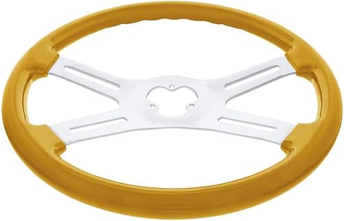 Miniatura 2 de Freightliner - Volante amarillo cromado de 18 pulgadas con cubo y botón de bocina para Century, Columbia, FLD120, Classic 1989-2006