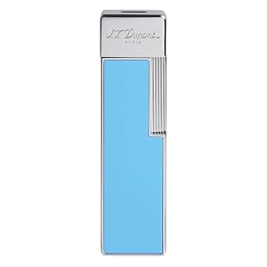 S T Dupont Twiggy Shiny Light Blue Lacquer Chrome Lighter 030007