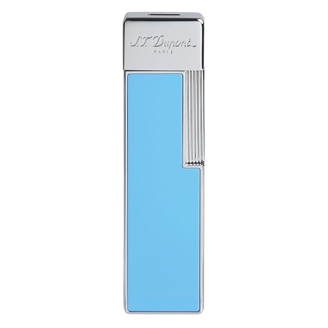 S T Dupont Twiggy Shiny Light Blue Lacquer Chrome Lighter 030007