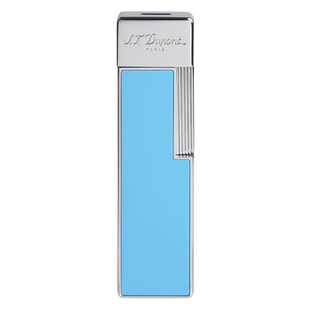 S T Dupont Twiggy Shiny Light Blue Lacquer Chrome Lighter 030007