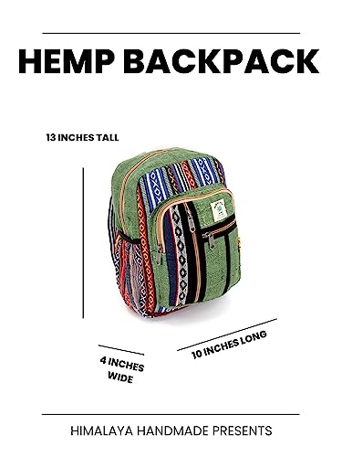 Unique design Multi Zippered Himalaya Hemp Hippie Backpack Festival Backpack FAIR TRADE Handmade with Love. (GREEN)3