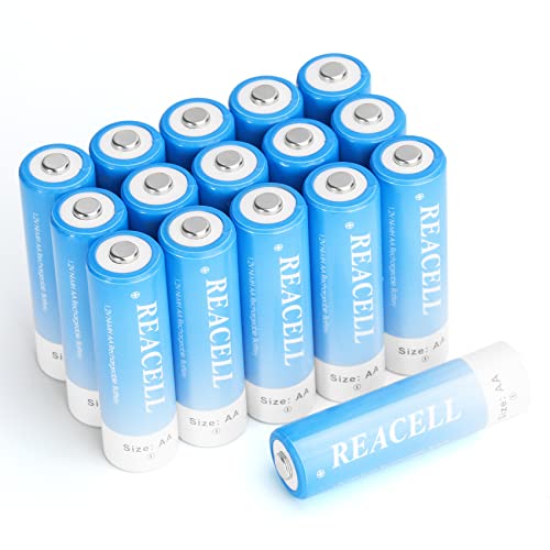 16 Piezas Pilas Recargables AA 2800mAh REACELL 1.2V Pilas AA Recargable NI-MH de 1200 Ciclos,Precargadas para los Equipos Domésticos (Baja Autodescarga)