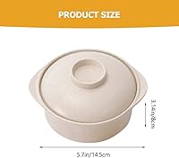 Vista 8 de Hemoton Paja de trigo para niños con tapa y asas dobles de 5.7 pulgadas, apto para microondas, cuenco de sopa y gachas para desayuno y fácil limpieza