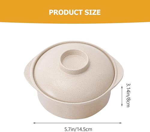 Miniatura 8 de Hemoton Tazón de sopa para niños con doble asa, versátil cuenco de almacenamiento de cocina para ensalada de gachas de arroz y fideos, diseño de