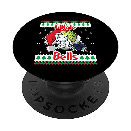 GINgle Bells Gin Tonic Glass Santa Ugly Christmas Sweater PopSockets Swappable PopGrip