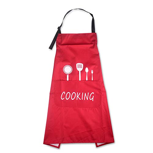 Delantales Impermeables Ajustables del Cocinero con 2 Bolsillos, Cocina Delantal de Cocina para Mujeres y Hombres, Delantal Chefs Cocina para Cocinar/Hornear - Negro