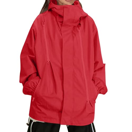 Chaqueta cortavientos verde para mujer con cremallera de montañismo