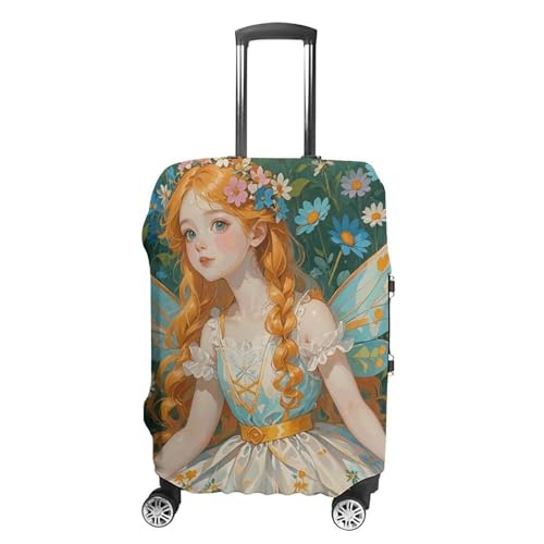 Pfhorn Flower Fairy Luggage Cover, Washable Elastic Suitcase Cover Protector Fit 18-32 Inch Luggage