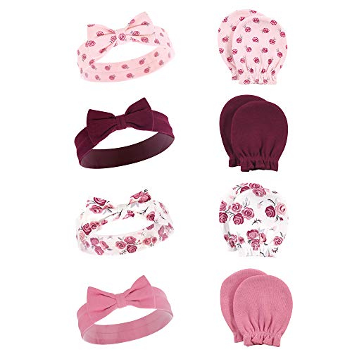 Hudson Baby Baby Girls' Cotton Headband and Scratch Mitten Set