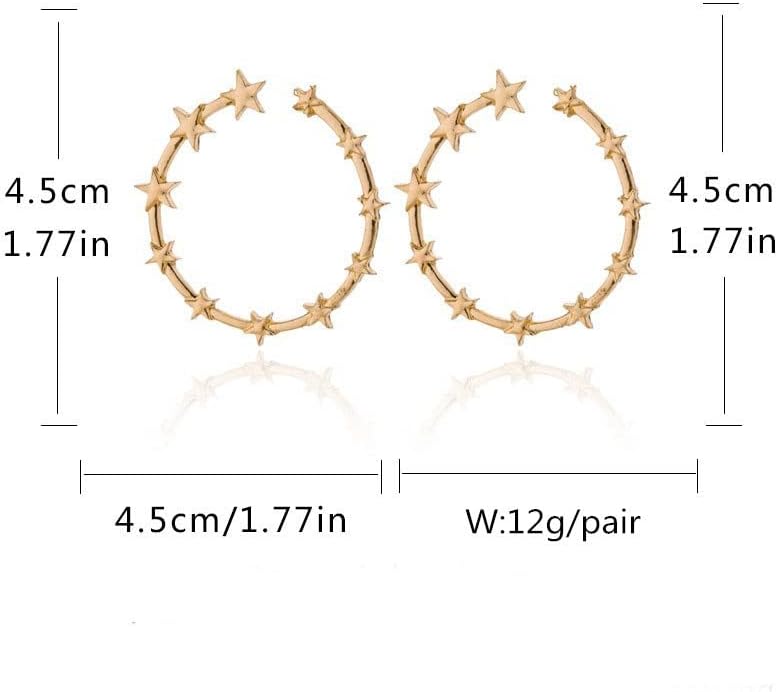 Star Hoop Earrings for Women 18K Gold Plated Silver Pentagram Shooting Lucky Star Earrings Party Jewelry - Image 4
