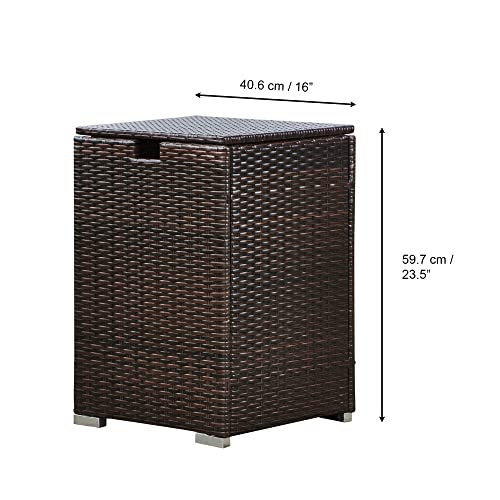 Teamson Home Gartenmöbel, Rattan für bis zu 9kg Quadratische Gasflasche Tankdeckel Aufbewahrungshalter Tisch mit Deckel für Gasfeuerstellen, Braun