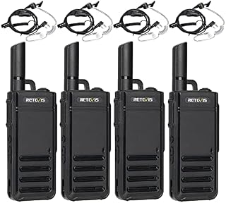 Retevis RB639 Walkie Talkie Portable, PMR446 Professional 2 Way Radio with Earpieces, USB-C, Call Tones, Squelch, Emergency Alarm VOX Walkie Talkie Hands Free for Restaurant, Retail (4 Pcs, Black)