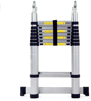 Telesladder Telescoping Ladder Aluminum Telescoping Ladder Multi-Purpose Telesladder Bottom Rung for Roof Office Home Household Daily Loft Lighweight Portable Marriage/2.5M+2.5M