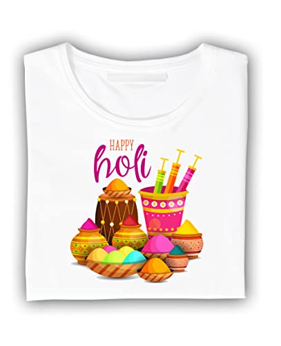Image of Decor Production Men's /Women's Regular Fit -Colourful - Holi Tshirt Shirt for Men /Women Printed Round Neck Tshirt || Mens /Womens Tshirts Polycotton Half Sleeve