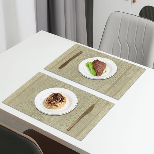 Image of Amazon Brand - Umi PVC Vinyl Diamond Design Placemat ST0769TH - Heat Resistant, Wipe Clean, Anti-Skid Table Mats for Dining Table, KitchenHome Decor (30x45 CM Gold Set of 2)