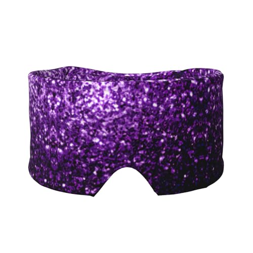 美しいパープルグリッタープリントスリープマスク、メンズ、レディース、ソフトアイカバー、旅行、お昼寝用防音スリープイヤーマフヘッドバンド