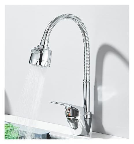 Grifo de cocina de pared negro cromado giratorio mezclador agua caliente fría