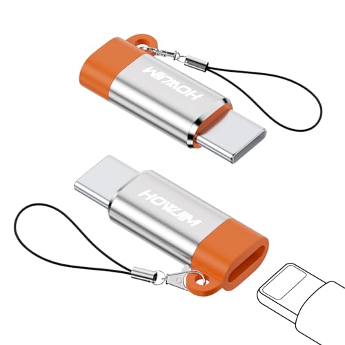 HOWJIM Adaptador Light-ning a USB C, 2 unidades, PD27W/66W/QC100W, carga rápida y transmisión de datos, carcasa de aluminio para i-Phone15 16, i-Pad, G-alaxy, X-peria, bucle antipérdida, no apto para