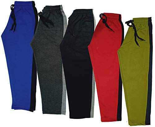 Image of indi weaves Kids - Unisex Girls and Boys Fleece Warm Lowers Track Pants for Winters Pack of 5 (R.Blue, Dark Grey, Black, Red, Mehadi)