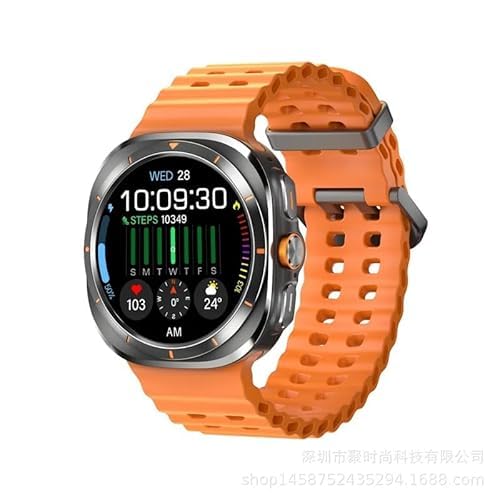 Watch 7 Ultra - Reloj inteligente de 47 mm, IP68, resistente al agua, Bluetooth, brújula, para hombres y mujeres, pantalla AMOLED de 1.4 pulgadas SpO2 (naranja)