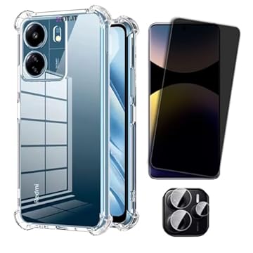 CORONITAS Capa Capinha Tpu Anti Impactos para Xiaomi Redmi Note 14, Película 5D Privacidade, Película Lente Câmera, Proteção contra Quedas, Case Transparente Slim