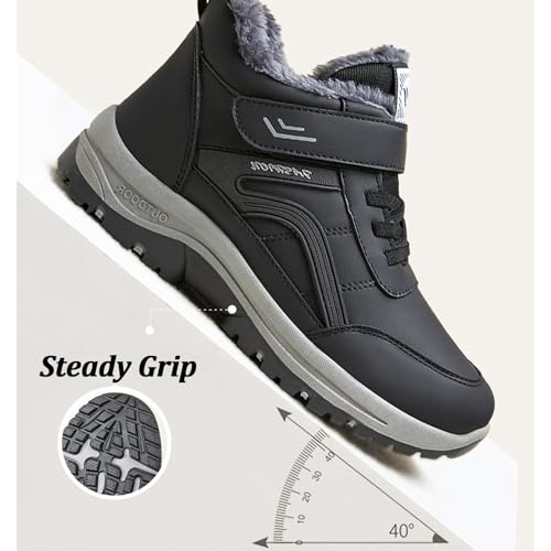 Women's Hook and Loop Waterproof Platform Snow Boots Comfortable Warm Fur Lined Non Slip Lug Sole Lightweight Winter Boots for Cold Weather Outdoor Hiking Booties3