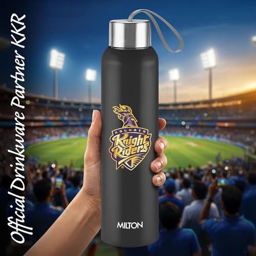 Image of Milton Sports Steel Halo 900 | KKR Official Drinkware Partner | Limited Edition Kolkata Knight Riders Water Bottle | PU Insulated I Leak Proof | Designed for Cricket Lovers | 600 ml | Black