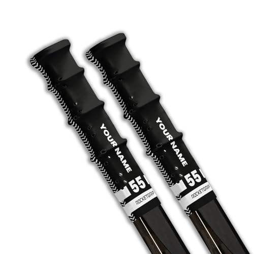 ROCKETGRIP Personalized Hockey Stick Hole Grip Tape 2-Pack Black - Long Lasting Premium Quality Replacement Grip - Easy to Install Ice Hockey Grip for Adults and Kids