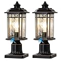DASTOR Outdoor Post Lights, Dusk to Dawn Exterior Lamp Post Light Fixture with Pier Mount Base, Waterproof Aluminum Post Lantern Outdooor Lighting for Garden Patio Pathway, 2 Pack