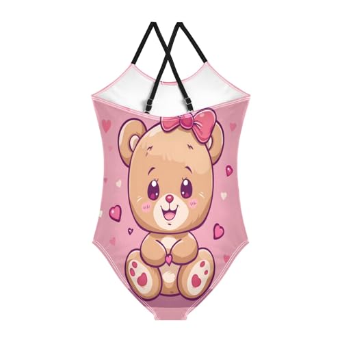 Girl's One Piece Swimsuit Cute Teddy Bear Girl Beach Bathing Swimwear2