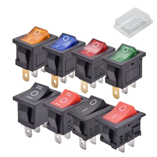 Interruptor basculante KCD1 SPST ON OFF con luz amarilla de 12V 2