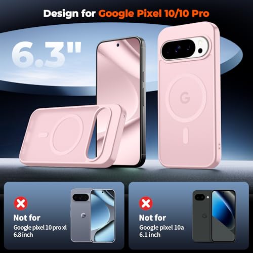Image of SUPFINE Magnetic for Google Pixel 10 Pro Case /Pixel 10 Case with Screen Protector, (Built-in Magnets) ((Military Grade Drop Protection) Slim Translucent Shockproof Phone Case,Pink