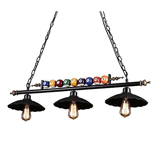 Lustre Lustre Décoratif De Billard, Abat-Jour Créatif Rétro en Verre à Trois Têtes, Hauteur Réglable, Table De Billard 7 Pieds 8 Pieds 9 Pieds