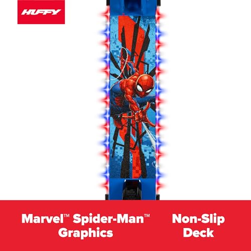 Image of Huffy Disney and Marvel Light Up Kids' Inline Scooters, Multiple Color Options, LED Lights, Ages 5+ Years Old, Adjustable Handlebar, Durable Steel Frame, Foldable, Girls /Boys, 2-Wheels