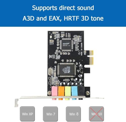 image for GODSHARK 5.1 Internal PCIe Sound Card for PC Windows 8 7 with Low Prof