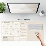JJPRO Double-Sided PU Leather Desk Pad&Pink Dry Erase Desk Mat,Large Multi-Use Dry Erase Desk Calendar, Pink Erasable Desk Mat, Reusable Desk Writing Board for Office, Home-16'x34'
