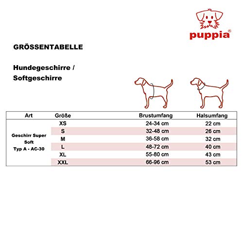 Puppia Hundegeschirr für kleine und mittelgroße Hunde - super weich in vielen Farben - Auch als Welpengeschirr verwendbar -Antizuggeschirr für Hunde, Schwarz, M