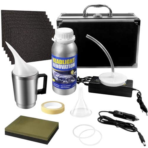 Qunbanty Kit Reparación Faros 800g Pulido Faros Coche,Kit Pulir Faro,Kit Renovador Faros Coche,Kit Reparación Lentes Faros Coche,Kit de Herramientas Restauración Farospara Amarillear/Rayones/Grietas
