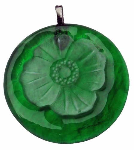 Green Poppy Flower Handmade Up-Cycled Bottle Bottom Sun Catcher Ornament