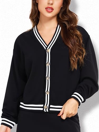 IBL LiveShine Cardigan Sweaters for Women, Scuba Collegiate Style Open Front Sweatshirt with Buttons Loose Fit Trendy 20252