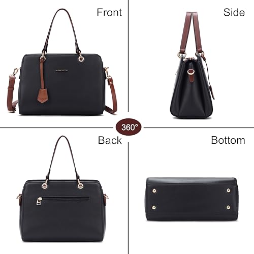 Image of HAWKWOOD Women's Premium PU Leather Structured Handheld Bag with Adjustable Shoulder Strap | Multi-Compartment Office & Casual Tote | Elegant Top Handle Purse for Daily Use