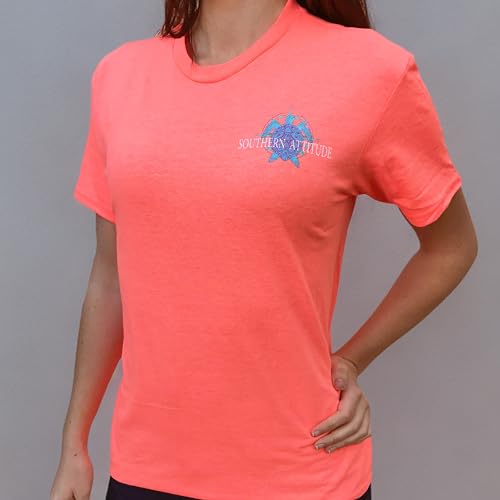 Southern Attitude Nautical Compass Snappy Turtle Heather Coral Short Sleeve T-Shirt3