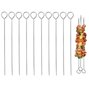 10Pcs Metal BBQ Skewers Food Meat K...