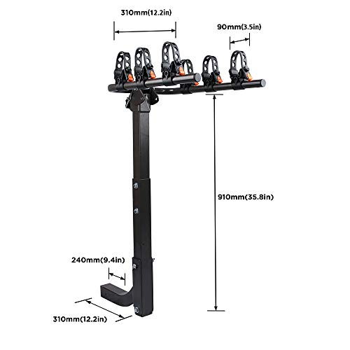 ZESUPER 3-Bike Rack Heavy Duty Bicycle Carrier for Cars, SUVS, Trucks, Vans and Minivans with a 2'' Hitch Receiver Rack Hitch Mount - Thumbnail 2