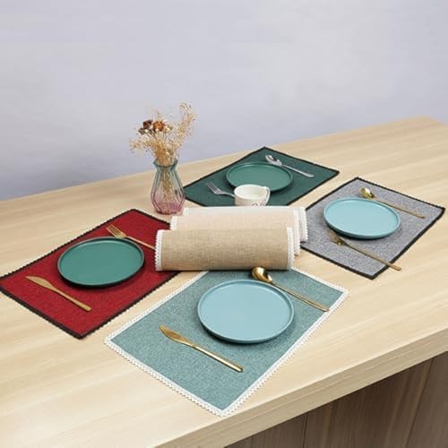 Set de table antidérapant lavable polyester 45x30cm gris - 4